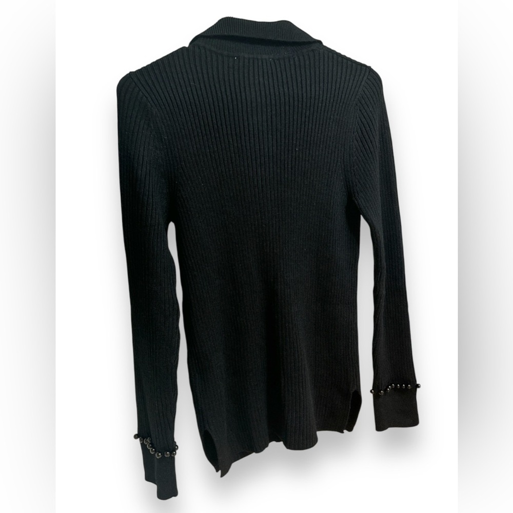 6X HP. SANDRO Paris Lina Neutral Ribbed Full Zip Cardigan - Picture 5 of 10